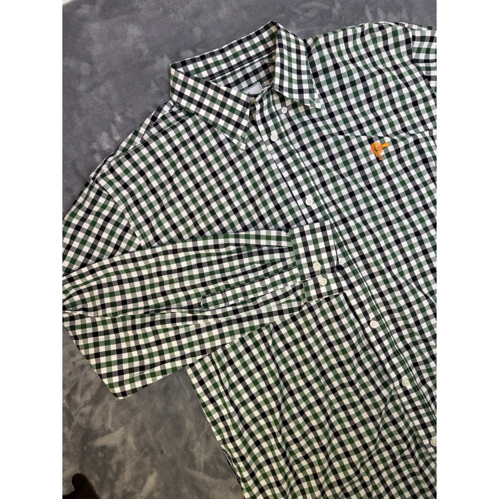 Old South Mens 2XL Green Black Gingham Long Sleeve Button Down Cotton Shirt